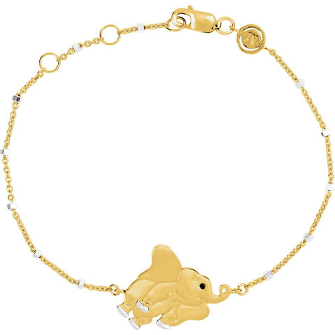 18k Yellow Gold Vermeil Elephant 7.5" Bracelet for Strength 18k Yellow Gold Vermeil Elephant 7.5" Bracelet for Strength