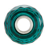 Sterling Silver 11x15.5mm Teal Faceted Glass Bead Sterling Silver 11x15.5mm Teal Faceted Glass Bead