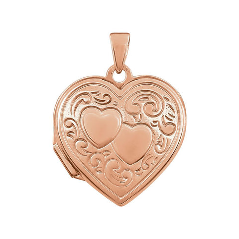 14K Rose Gold-Plated Sterling Silver Double Heart Locket