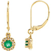 14k Yellow Gold Emerald & 0.08 ctw. Diamond Halo-Style Earrings
