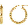 Pierced Diamond Cut Hoop Earrings in 14K Yellow Gold