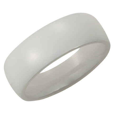 White Ceramic 8mm Domed Band Size 7 White Ceramic 8mm Domed Band Size 7