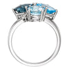 14k White Gold Swiss, London, & Sky Blue Topaz & .05 CTW Diamond Ring, Size 7