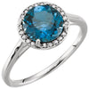 14K White Gold London Blue Topaz & 0.05 CTW Diamond Ring (Size 6)