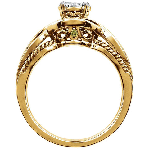 14k Yellow Gold 5/8 CTW Diamond Engagement Ring , Size 7
