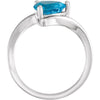 14k White Gold Swiss Blue Topaz Ring, Size 7