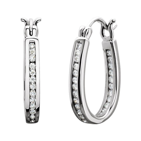 14k White Gold 1/3 CTW Diamond Inside/Outside Hoop Earrings 14k White Gold 1/3 CTW Diamond Inside/Outside Hoop Earrings