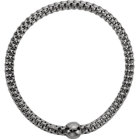 Sterling Silver Black Rhodium 4.3mm Woven Stretch Bracelet Sterling Silver Black Rhodium 4.3mm Woven Stretch Bracelet