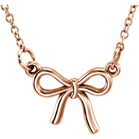 14k Rose Gold Tiny Posh Knotted Bow 16-18" Necklace 14k Rose Gold Tiny Posh Knotted Bow 16-18" Necklace