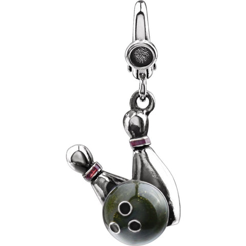 Sterling Silver Enamel Bowling Ball & Pins Charm Sterling Silver Enamel Bowling Ball & Pins Charm