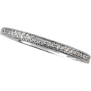 14k White Gold 1/8 CTW Diamond Band, Size 7 14k White Gold 1/8 CTW Diamond Band, Size 7
