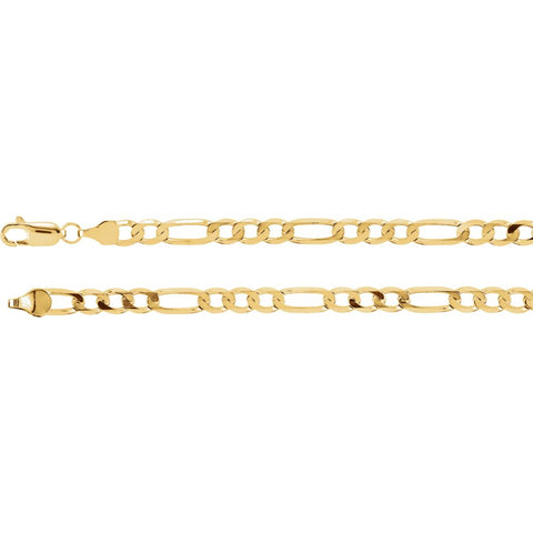 14k Yellow Gold 5mm Solid Figaro 24" Chain