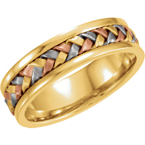 14K Yellow & White & Rose Gold 5mm Hand-Woven Band Size 10
