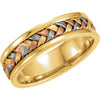 Tri-Color Handwoven Wedding Band Ring in 14k Yellow-White-Rose Gold ( Size 10 )