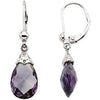Pair of 12X8 mm Genuine Amethyst Earrings in 14K White Gold Pair of 12X8 mm Genuine Amethyst Earrings in 14K White Gold