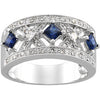 1/4 CTTW Genuine Sapphire and Diamond Anniversary Band in 14k White Gold ( Size 7 ) 1/4 CTTW Genuine Sapphire and Diamond Anniversary Band in 14k White Gold ( Size 7 )