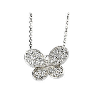 Sterling Silver Cubic Zirconia Butterfly 18" Necklace