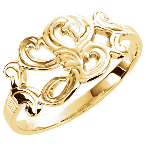 14k Yellow Gold Initial Rings, Size 6 14k Yellow Gold Initial Rings, Size 6