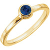 14k Yellow Gold Chatham« Created Blue Sapphire Bezel Ring, Size 7