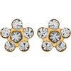 14k Yellow Gold Imitation "April" Youth Birthstone Flower Inverness Piercing Earrings