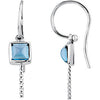 Elegant and Stylish Pair of 05.00 MM and 11.00 MM South Sea Cultured Pearl and Genuine London Blue Topaz Earrings in 14K White Gold, 100% Satisfaction Guaranteed.