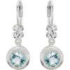 14k White Gold Aquamarine & .02 CTW Diamond Earrings