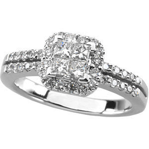 14k White Gold 3/4 CTW Diamond Engagement Ring , Size 7