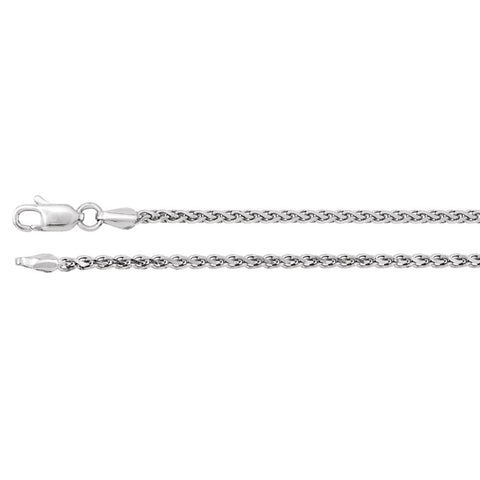 14k White Gold 2mm Diamond Cut Wheat 18" Chain 14k White Gold 2mm Diamond Cut Wheat 18" Chain