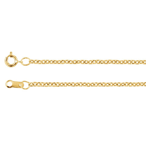 14k Yellow Gold 1.5mm Solid Cable 18" Chain