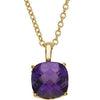 14K Yellow Gold 10mm Checkerboard Amethyst 18-Inch Necklace 14K Yellow Gold 10mm Checkerboard Amethyst 18-Inch Necklace