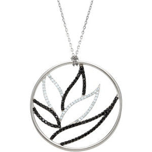 Sterling Silver Black Spinel & Diamond Necklace or Pendant Sterling Silver Black Spinel & Diamond Necklace or Pendant