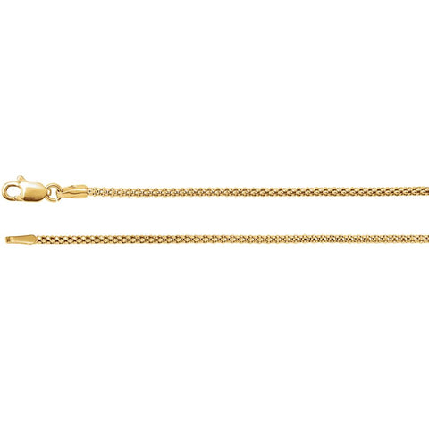 14k Yellow Gold 1.5mm Hollow Popcorn 20" Chain 14k Yellow Gold 1.5mm Hollow Popcorn 20" Chain
