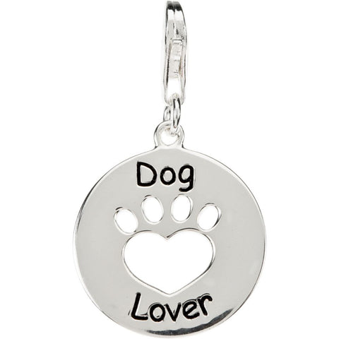 Sterling Silver Heart U Back™ Dog Lover Paw Charm