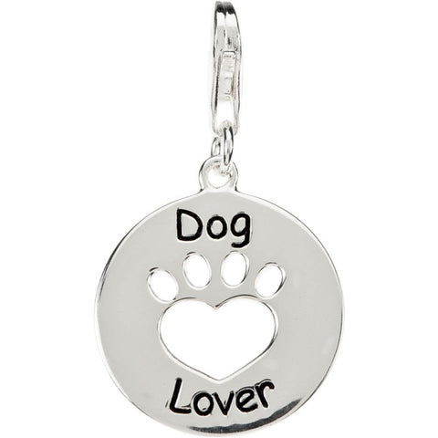 Sterling Silver Heart U Back™ Dog Lover Paw Charm Sterling Silver Heart U Back™ Dog Lover Paw Charm