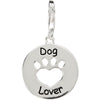 Heart U Back Dog Lover Paw Charm in Sterling Silver