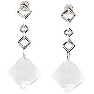 Sterling Silver White Quartz Earrings