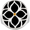 Sterling Silver Onyx & Citrine Floral-Inspired Ring, Size 7 Sterling Silver Onyx & Citrine Floral-Inspired Ring, Size 7