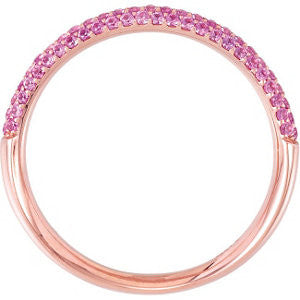 14k Rose Gold Pink Sapphire Anniversary Band Size 7