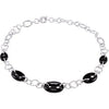 Sterling Silver Genuine Onyx Marine Link Necklace (18-Inch To 20-Inch) Sterling Silver Genuine Onyx Marine Link Necklace (18-Inch To 20-Inch)