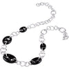 Sterling Silver Genuine Onyx Marine Link Necklace Sterling Silver Genuine Onyx Marine Link Necklace
