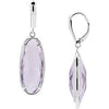 Pair of 25.00x10.00 mm Genuine Rose De France Quartz Earrings in Sterling Silver Pair of 25.00x10.00 mm Genuine Rose De France Quartz Earrings in Sterling Silver