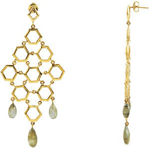 18K Yellow Gold Vermeil Labradorite Chandelier Earrings 18K Yellow Gold Vermeil Labradorite Chandelier Earrings