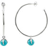 Sterling Silver 50mm Hoop Earrings With 10mm Turquoise Dangle Sterling Silver 50mm Hoop Earrings With 10mm Turquoise Dangle