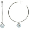 Sterling Silver 50mm Hoop Earrings With 10mm Chalcedony Dangle Sterling Silver 50mm Hoop Earrings With 10mm Chalcedony Dangle