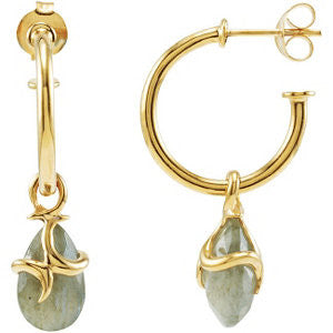 18K Yellow Gold Vermeil Labradorite Hoop Earrings 18K Yellow Gold Vermeil Labradorite Hoop Earrings