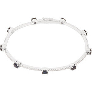 14k White Gold Sapphire & 3/4 CTW Diamond Line Bracelet