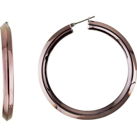 Stainless Steel 50mm Knife Edge Hoop Earrings with Chocolate Immerse Plating Stainless Steel 50mm Knife Edge Hoop Earrings with Chocolate Immerse Plating