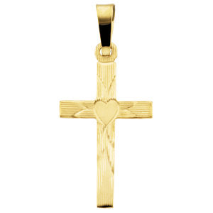 14k Yellow Gold Cross with Heart Pendant 14k Yellow Gold Cross with Heart Pendant