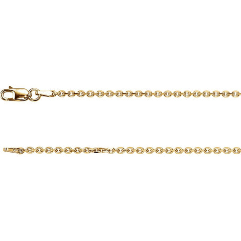 14k Yellow Gold 1.75mm Solid Diamond-Cut Cable 24" Chain