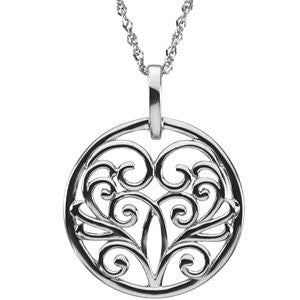 14k White Gold Circle Pendant on a 18" Sparkle Singapore Chain 14k White Gold Circle Pendant on a 18" Sparkle Singapore Chain